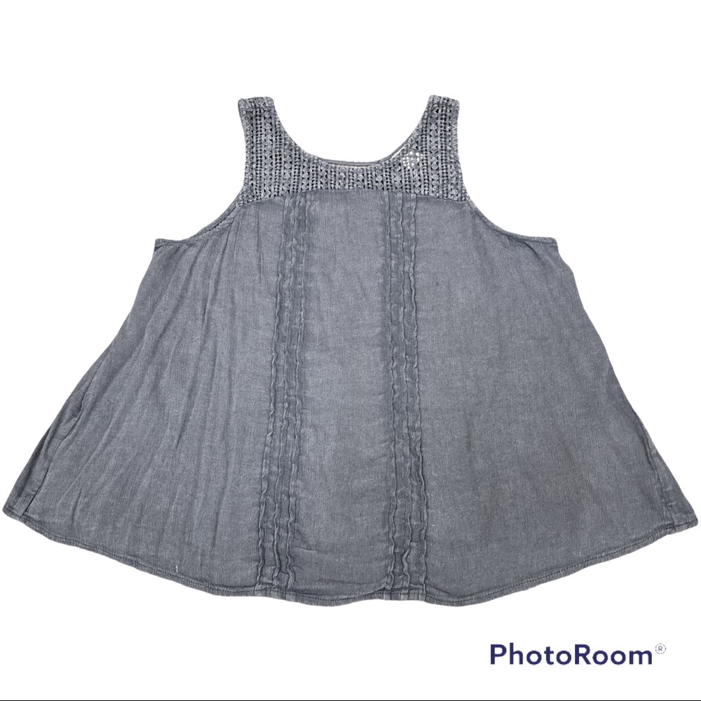 Vintage wash gray gauzy swing tank top Medium M Wild Pearl